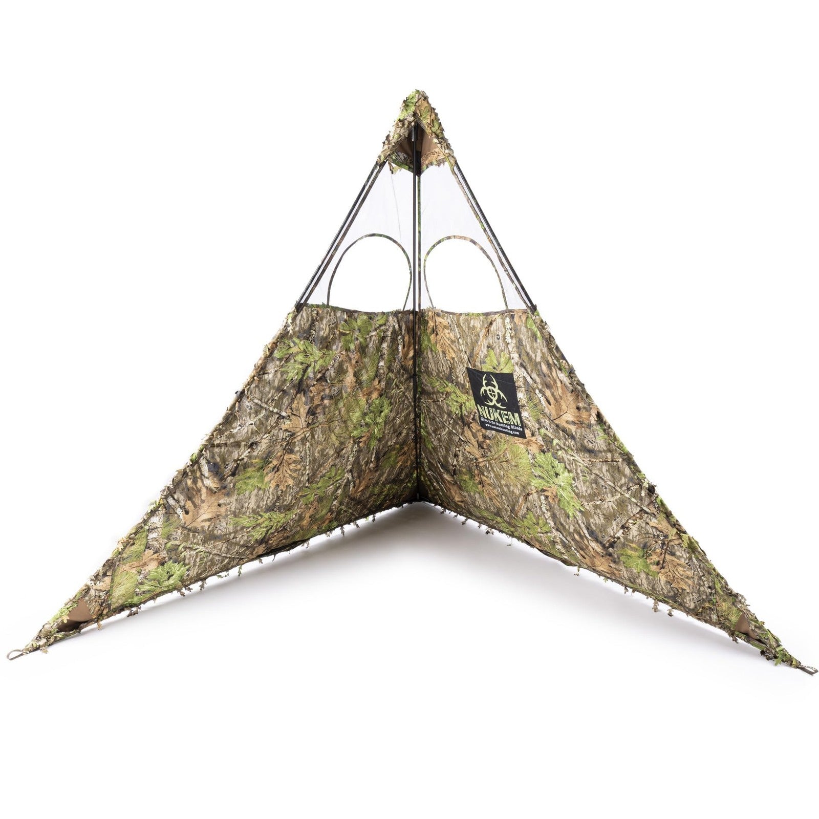 Nukem Grab Go XL Ground Blind Mossy Oak 3D Leafy Adjustable 2 Person Hunting ...