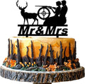 Hunting Wedding Cake Topper Funny Mr & Mrs Wedding Cake Decorations Deer Hunt Hunter Themed Cake Topper for Wedding Anniversary Bridal Shower Party Supplies