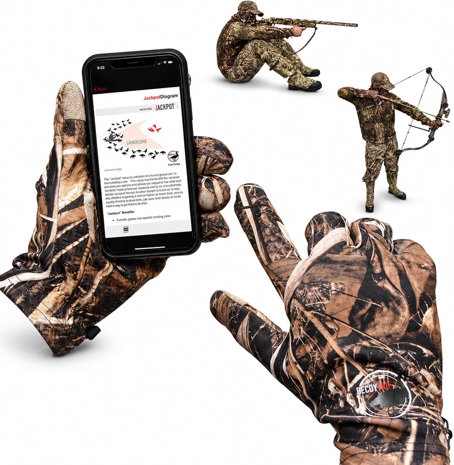 Men’S Camo Touchscreen Hunting Gloves – Lightweight, Thin, High-Performance Hunting Gear – L/XL