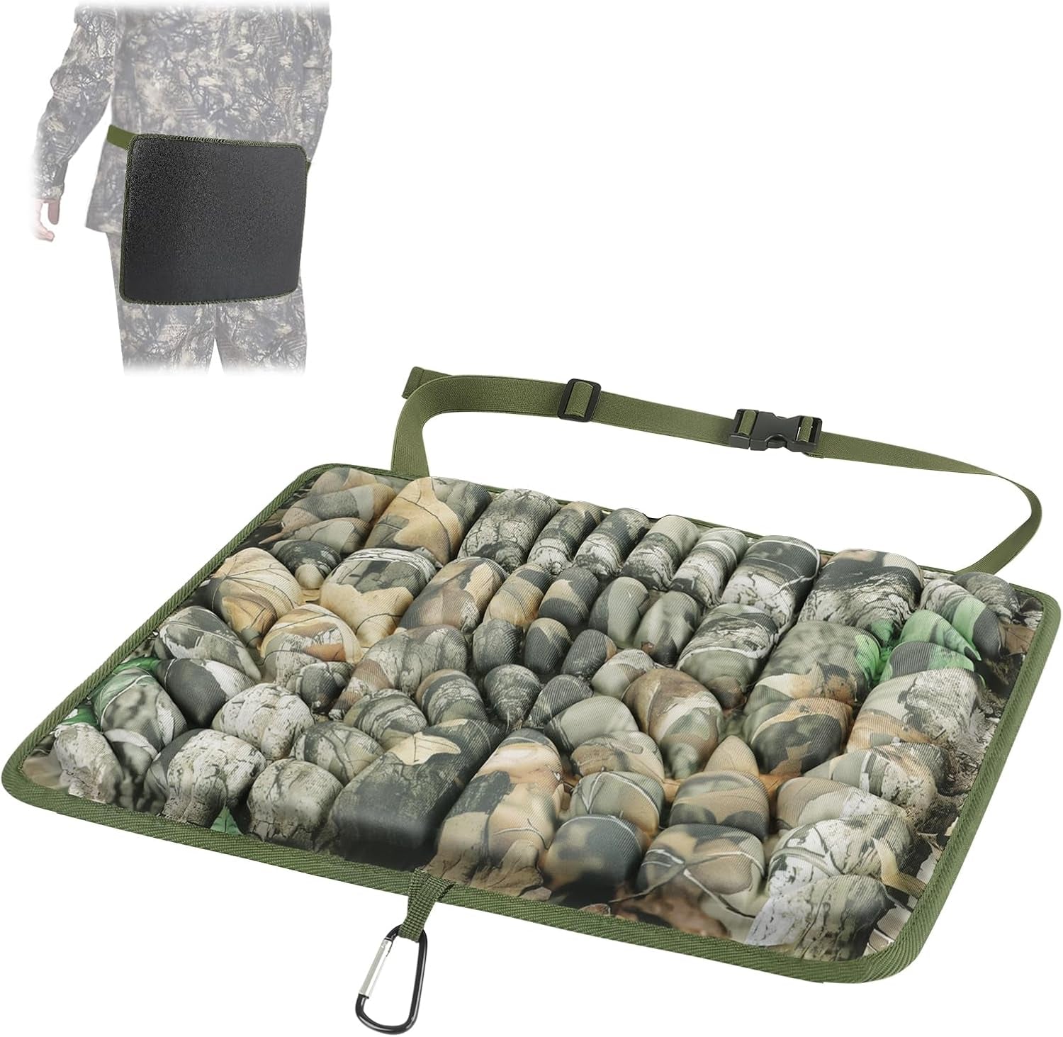 Hunting Seat Cushion, Memory Foam Silent Lightweight Camo Tree Stand Seat Cushion, Portable Insulated Dirty Proof Hunting Cushion Pad for Camping, Stadium, Deer Stand, Fishing