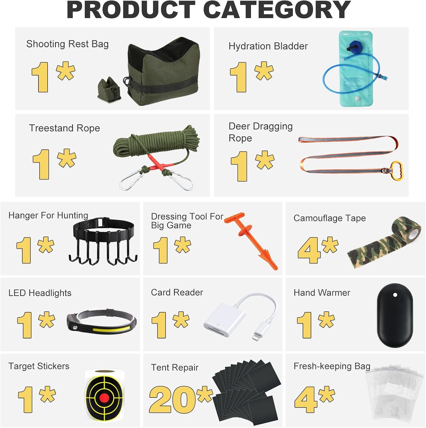 Hunting Accessories Kit 38PCS Deer Duck Turkey Hunting Gear Equipment Essentials Birthday for Men Hunters Huntress
