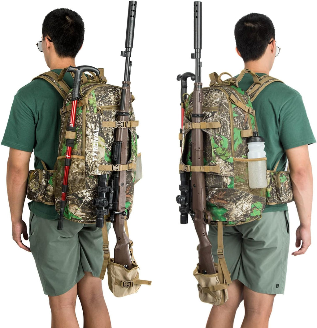 Hunting Backpack Outdoor Gear Hunting Pack with Bow and Rifle Carry System for Hunting. (Camo-Khaki)